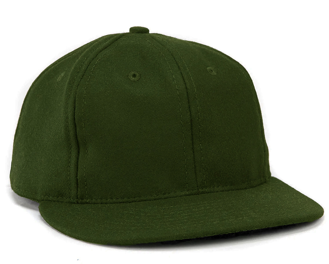 Army green baseball cap with a curved brim.