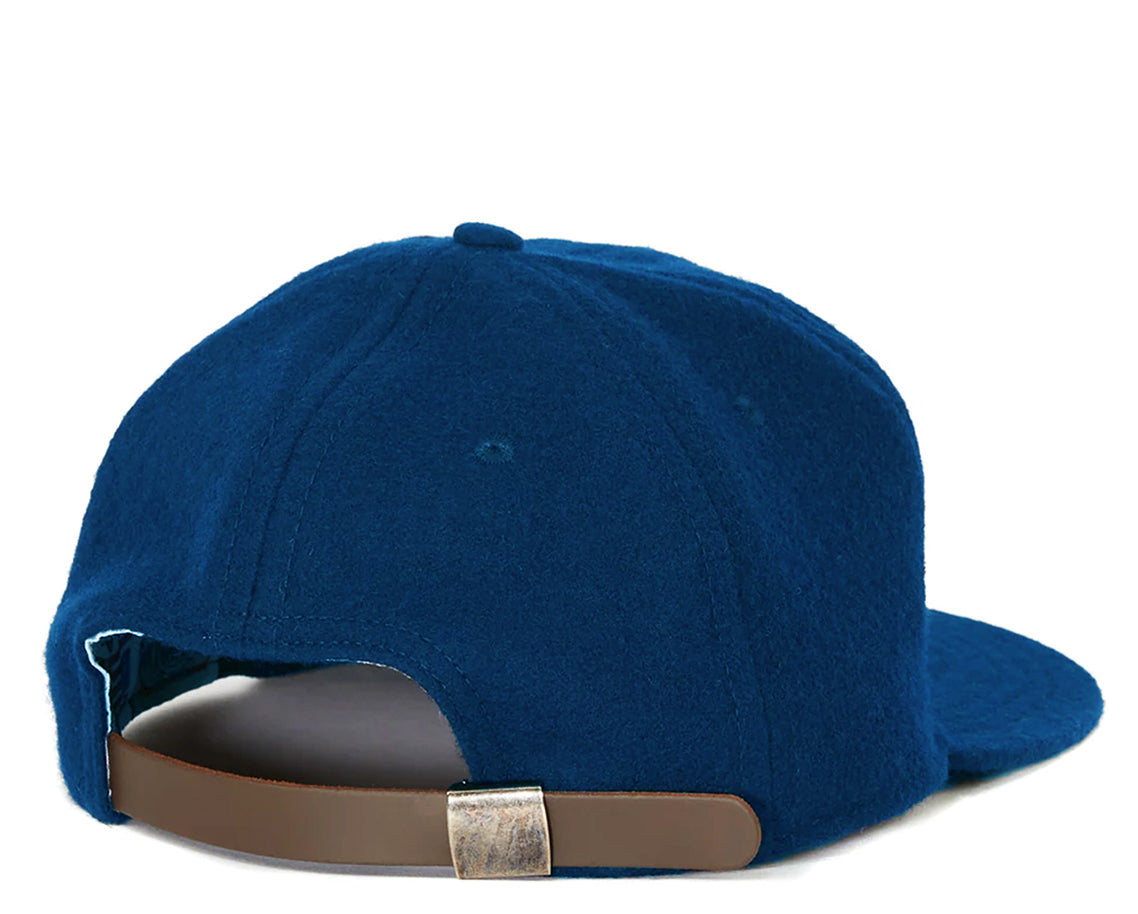 back View of Blue Natural Wool Baseball Cap