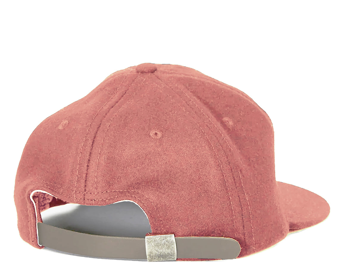 Coral baseball cap with a curved brim and sleek design.