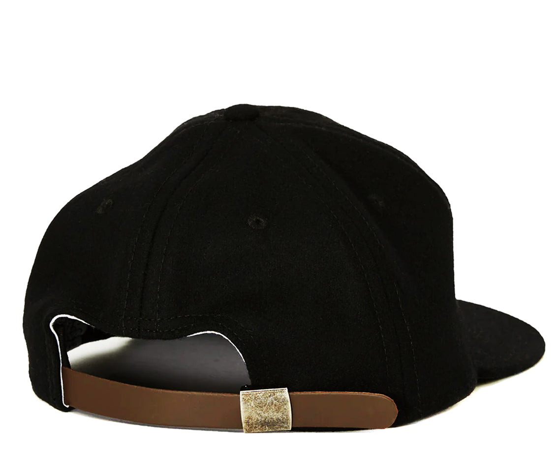 back View of Black Natural Wool Baseball Cap