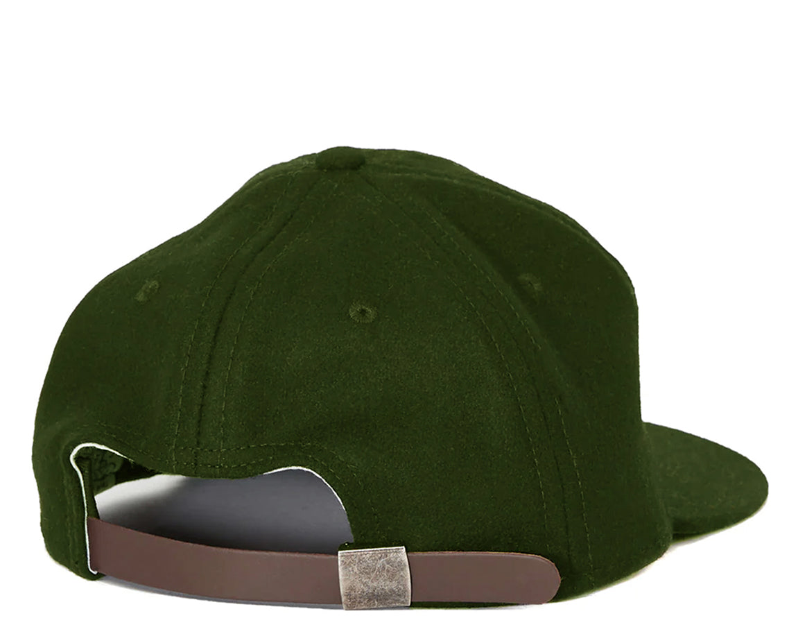 Back View of Army Green Natural Wool Baseball Cap