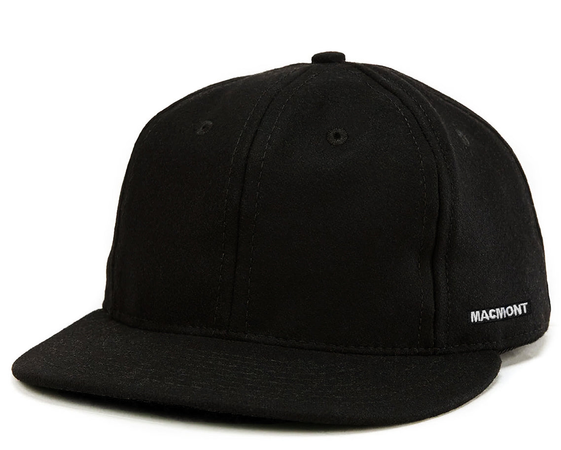 Black wool baseball cap with a classic design