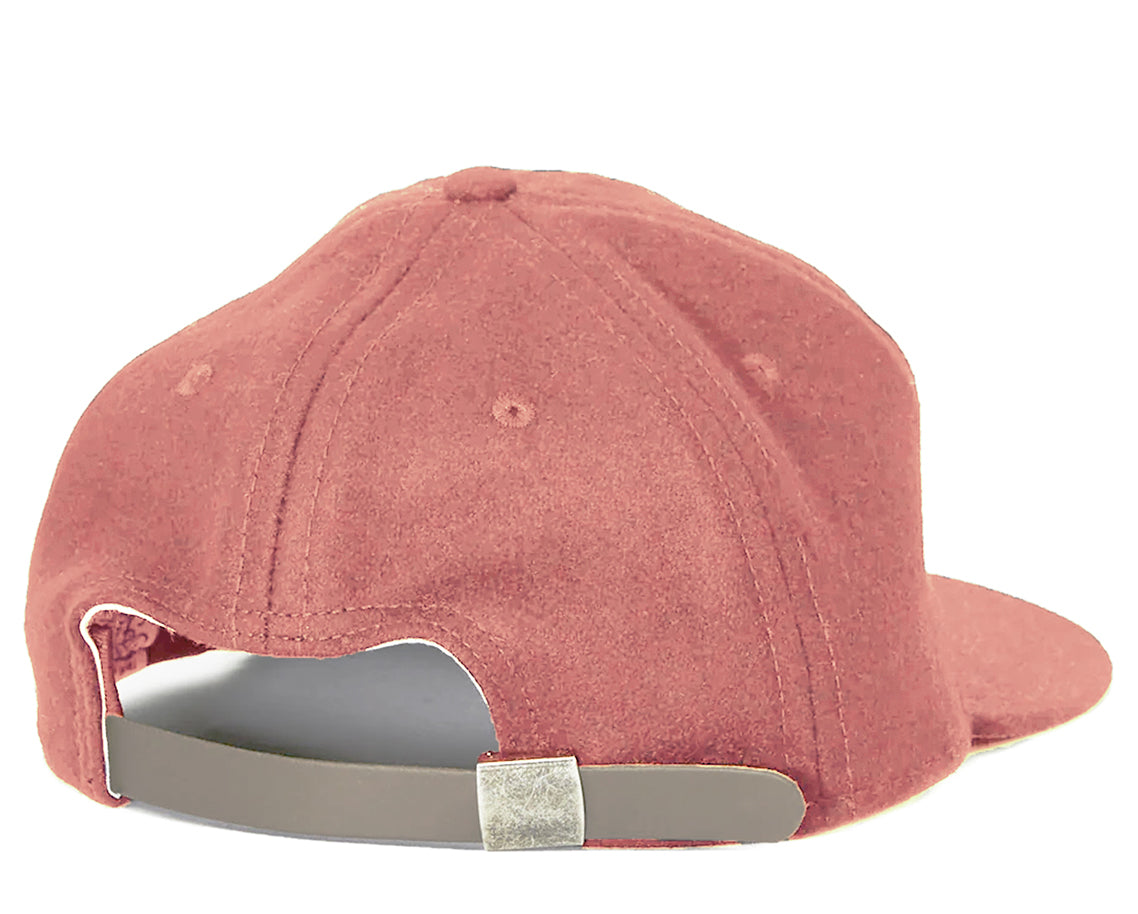 Coral baseball cap with an adjustable strap.
