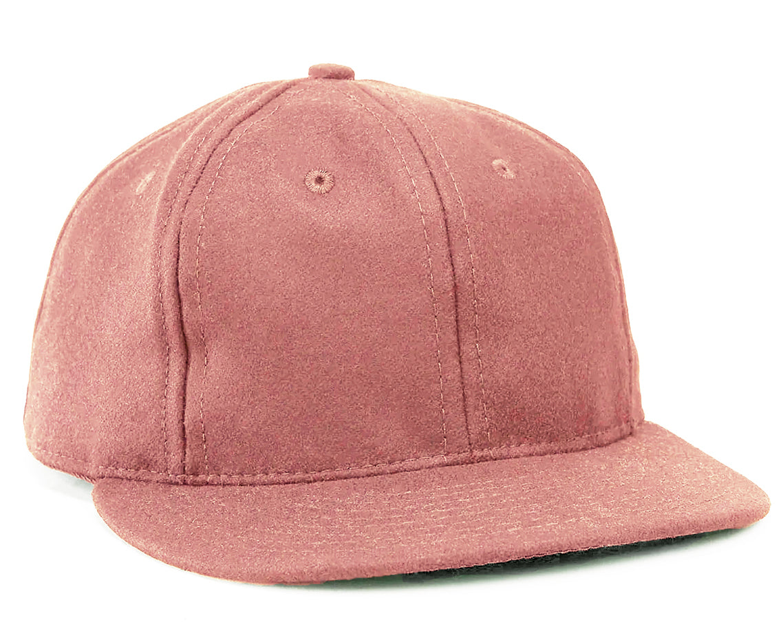 Coral baseball cap with a curved brim.